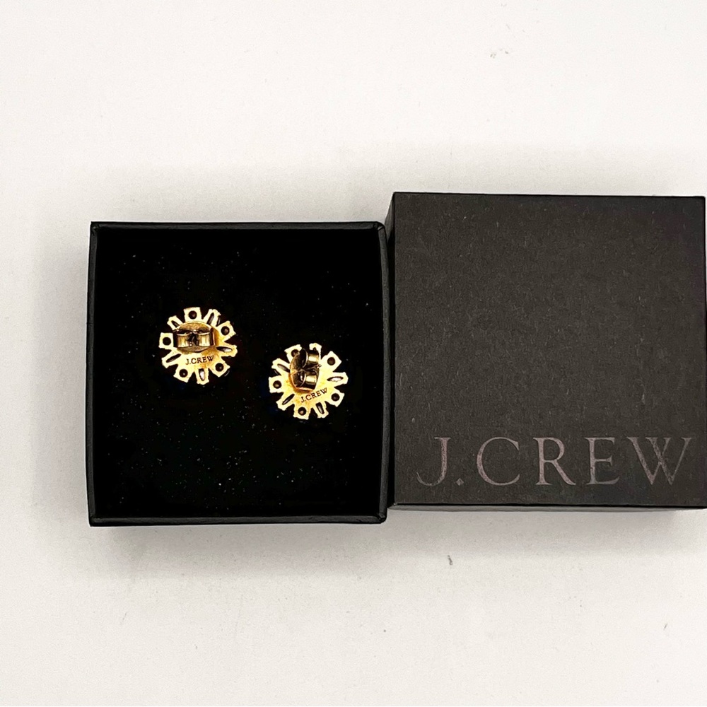 BNIB J CREW GOLD and SILVER CRYSTAL FLOWER STUD EARRINGS - Picture 5 of 7